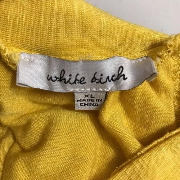 White Birch Mustard Yellow Short Sleeve Top XL - Picture 9 of 11